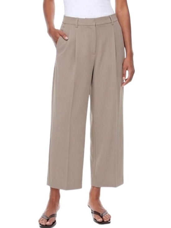 Aritzia Pants - Aritzia Babaton taupe brown old money pleated cropped wide leg crepe pant 10